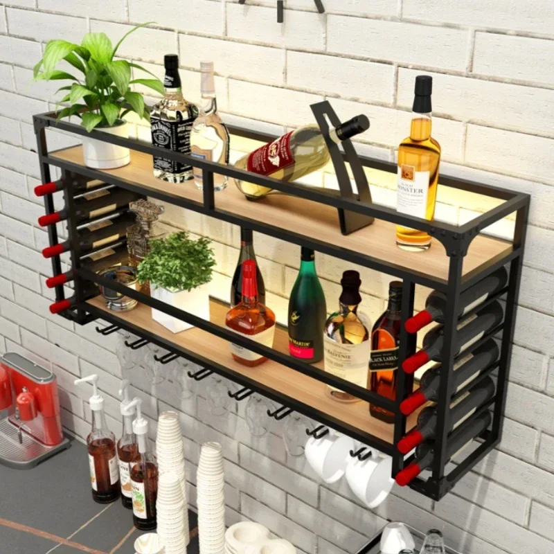 Modern Wine Rack Wall Display Black Vertical Beer Storage Home Bar Cabinet Restaurant Commercial Bar Schrank Bar Decoration