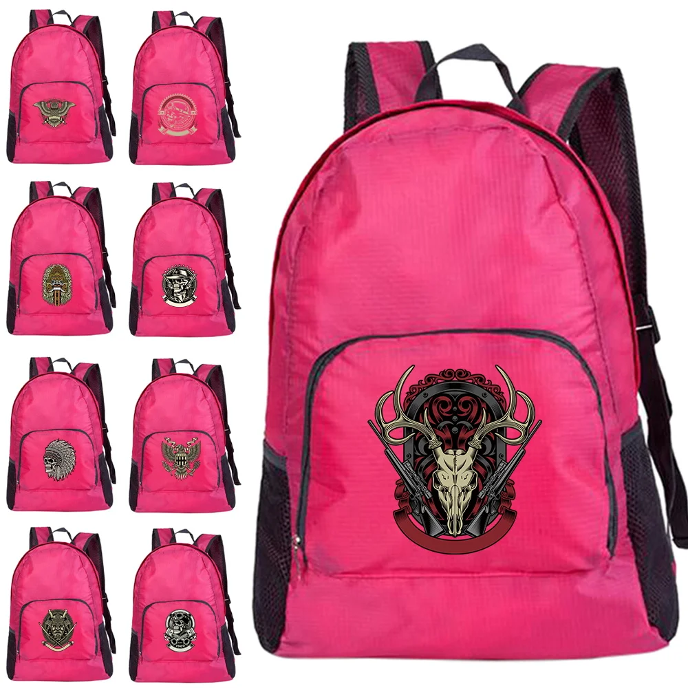 

Foldable Portable Backpack Large Capacity Lightweight Outdoor Climbing Bag Cycling Travel Knapsack Skull Printing Series