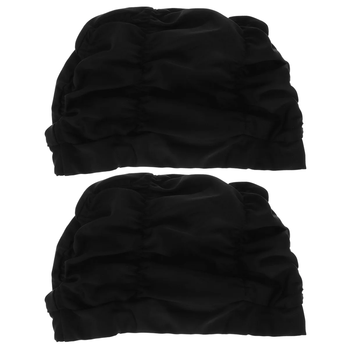 2 PCS Swim Cap Swimming Turbans Women Waterproof Bathing for Hair Girl Caps Black Ear Miss