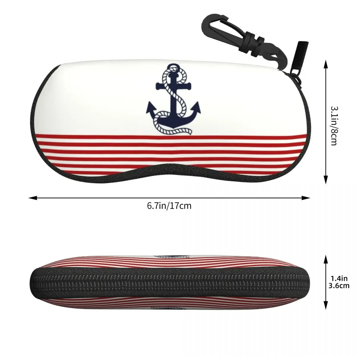 Custom Navy Blue Stripe Nautical Anchor Boat Sunglasses Soft Case Neoprene Zipper Shell Eyeglass Case Protective Box For Glasses