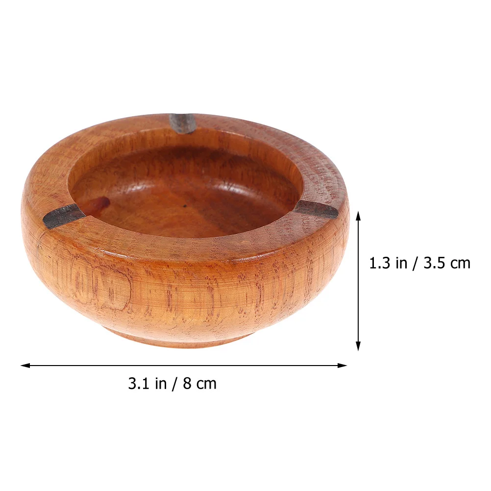 

2pcs Wood Ashtray Round Vintage Design Large Capacity Cigarette Ash Holder For Home Office Desktop Household Indoor Smoke