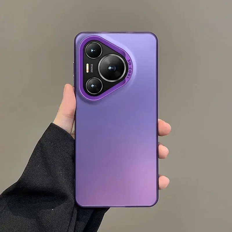 حافظة لهاتف هواوي بورا 70 الترا بورا 70 برو بورا 70 + بلس غطاء معدني غير لامع من الجلد أورورا