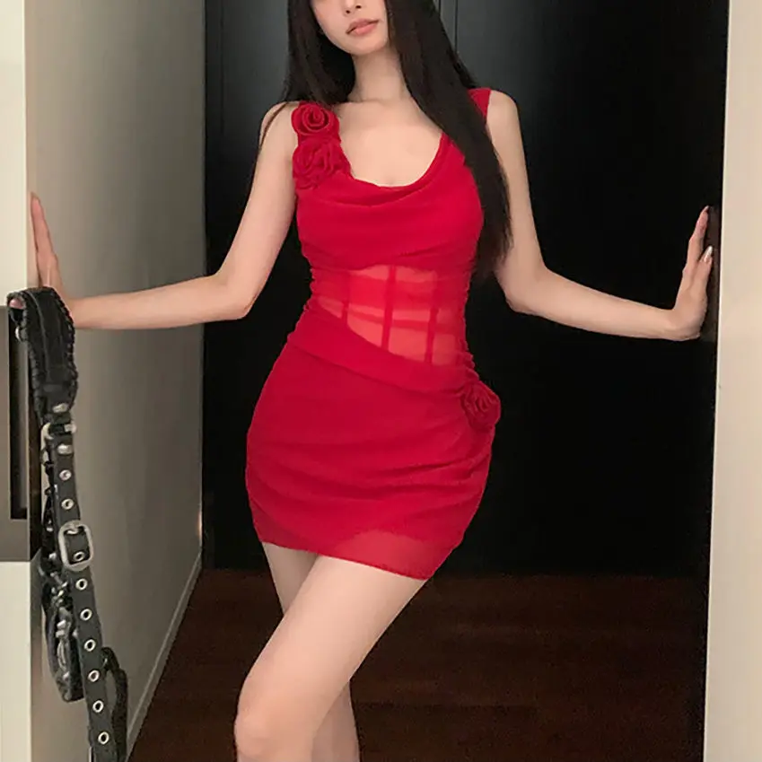 Novedad De verano, vestido negro para Mujer, Vestidos sexis ajustados con cordones y cuello Halter Y2k, Vestidos De cintura alta con cordones y cuello Halter para Mujer
