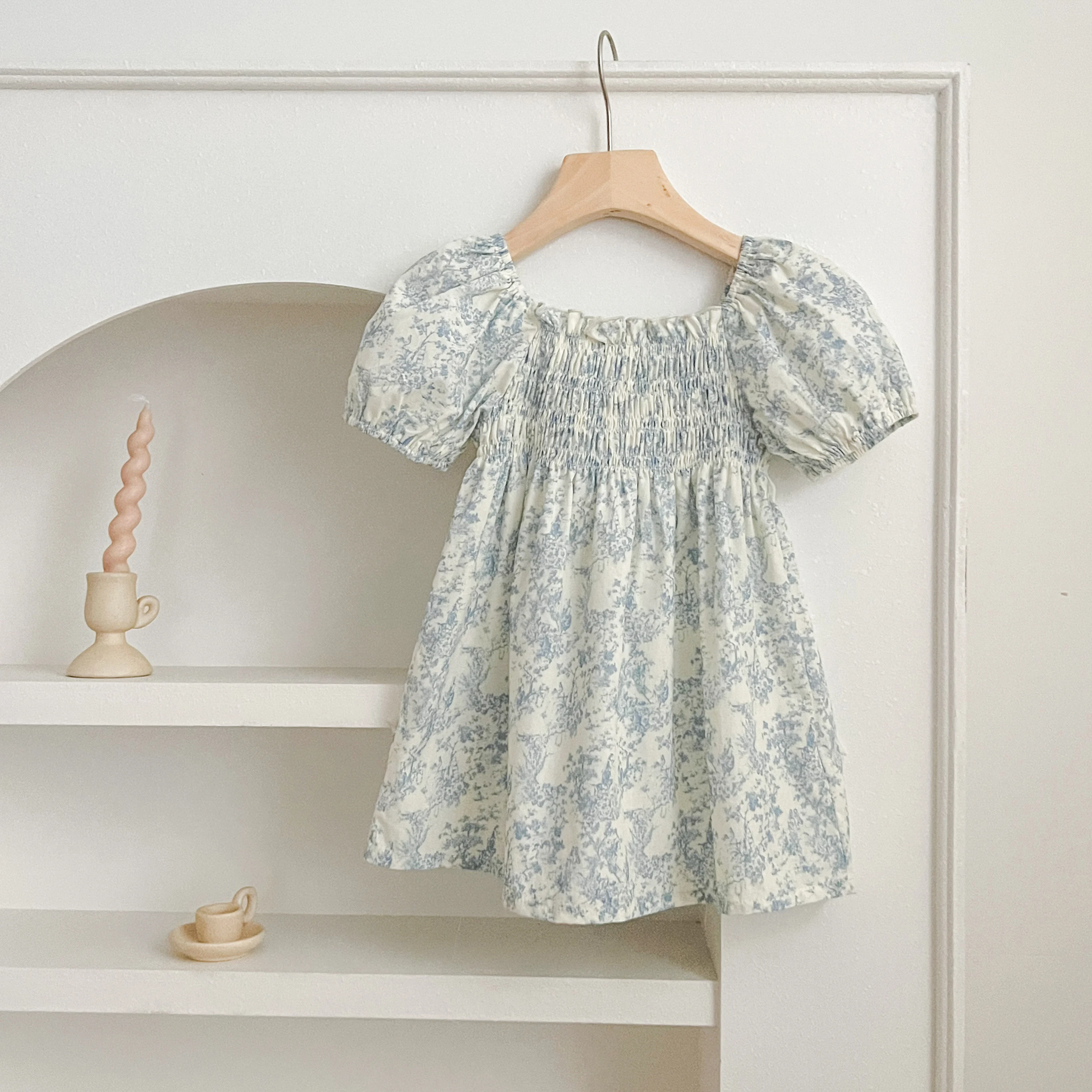 Sommer Schwester Kleid Infant Neugeborenes Baby Mädchen Kleidung Schwester Weibliche Baby Kleine Gebrochene Blaue Blume Kurzarm Strampler Kleidung ﻿ – Detail 4