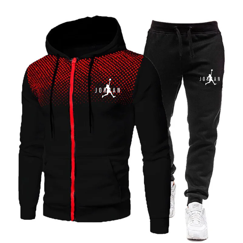 2024 new men\'s casual sportswear men\'s set autumn and winter two-piece set men\'s sportswear+pants set fashionable zipper