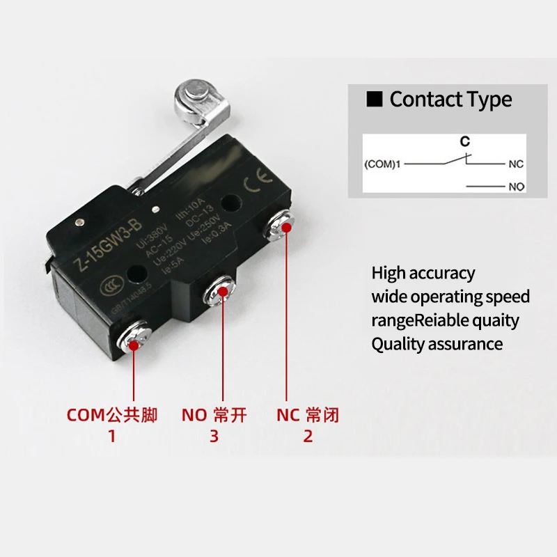 

1pcs Z-15GW2277-B Micro Switch AC 380V DC 220V 10A Push Plunger Actuated Momentary Limit Switch