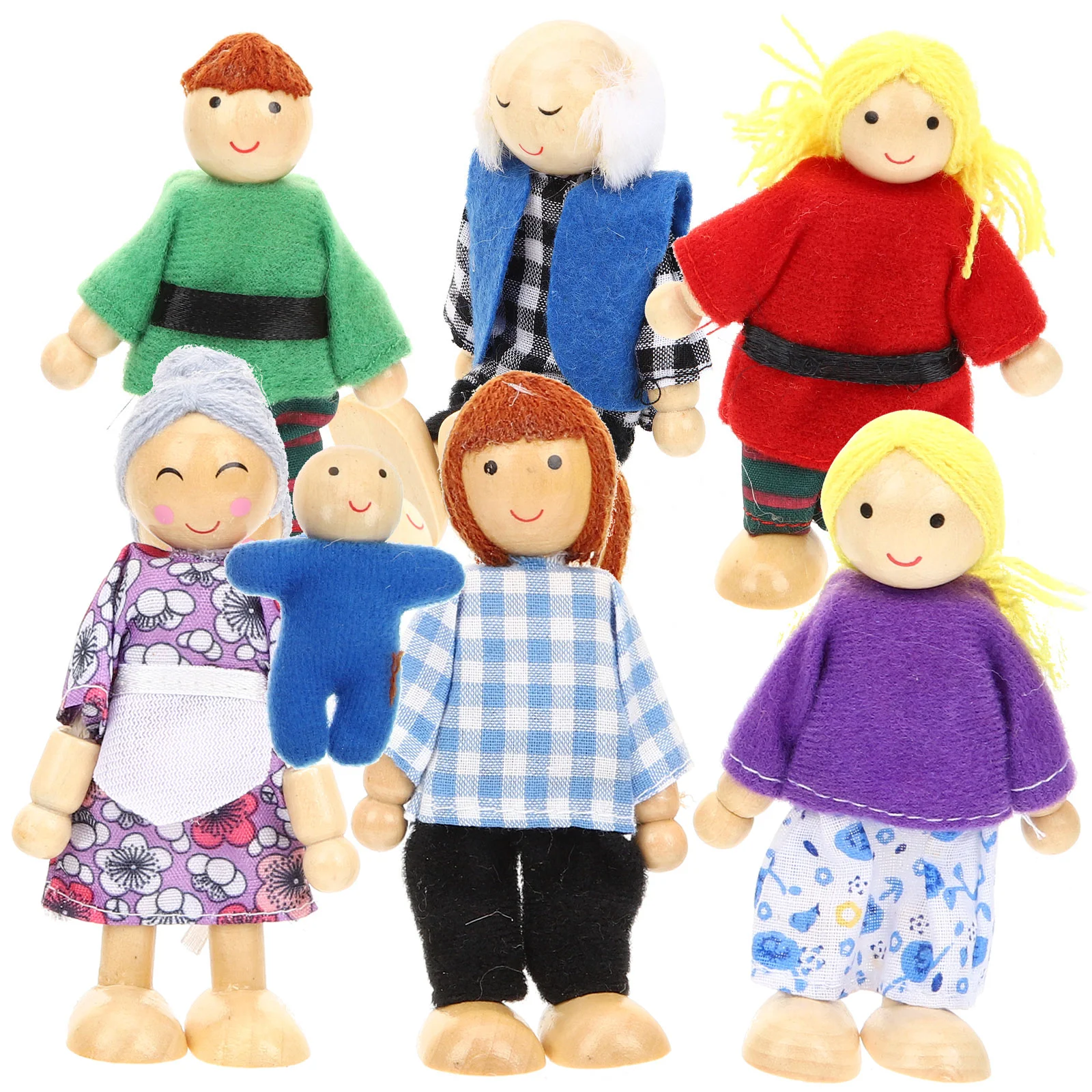 

7 Pcs Tiny Dolls Toddler Figures Plaything Toys for Toddlers Family Villain House Role-play