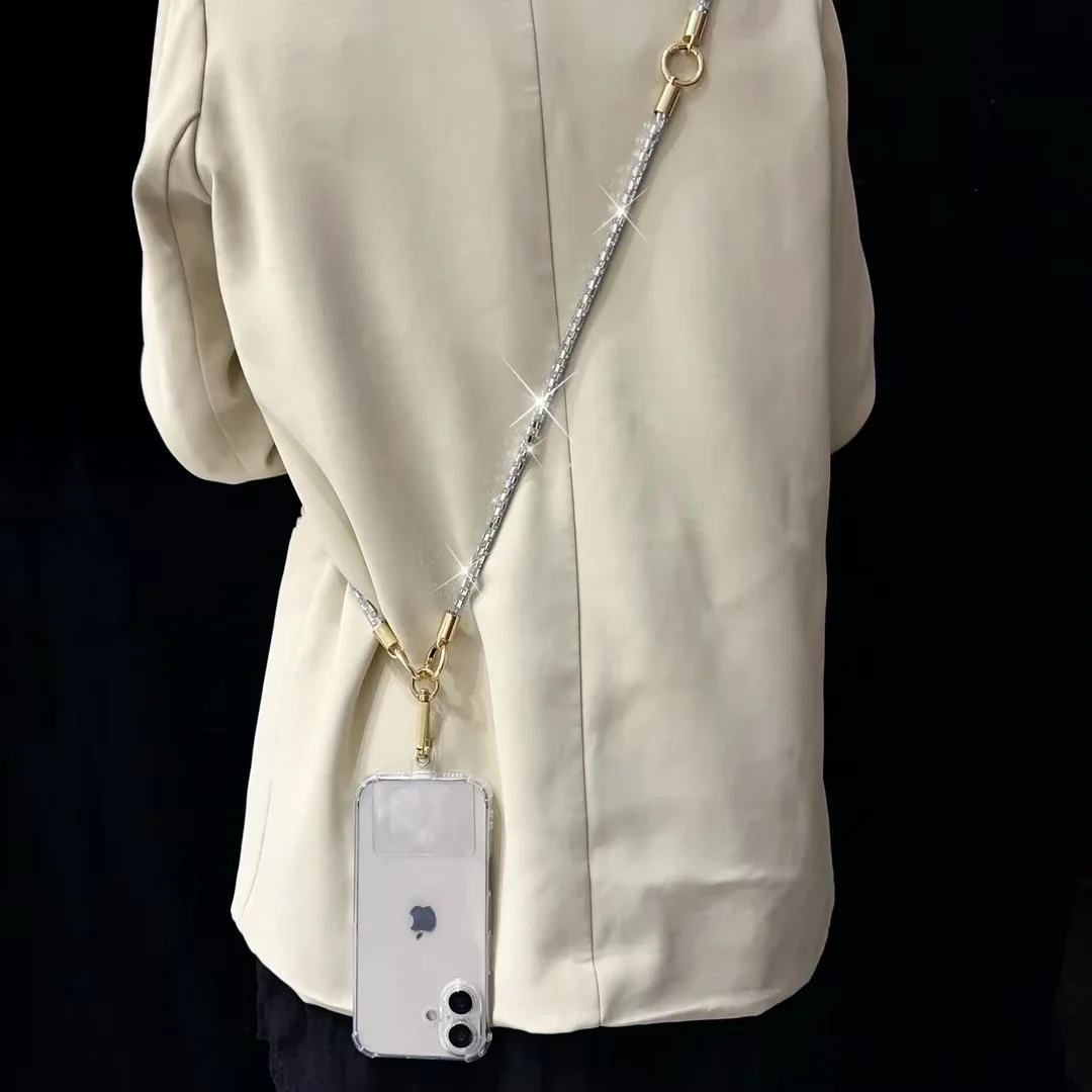 

Advanced Full Diamond Crossbody Wrist Hanging Neck 2in1 Mobile Phone Hanging Rope Outdoor Anti Loss Multifunctional Detachable