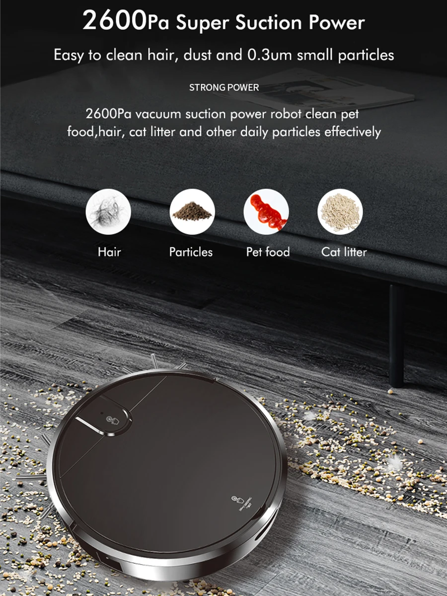 Z10 Robot Vacuum Cleaner, WIFI App Virtu al Navigate Smart Robot 2500PA Suction, Electric Wet Mopping and Sweeping Floor Washing