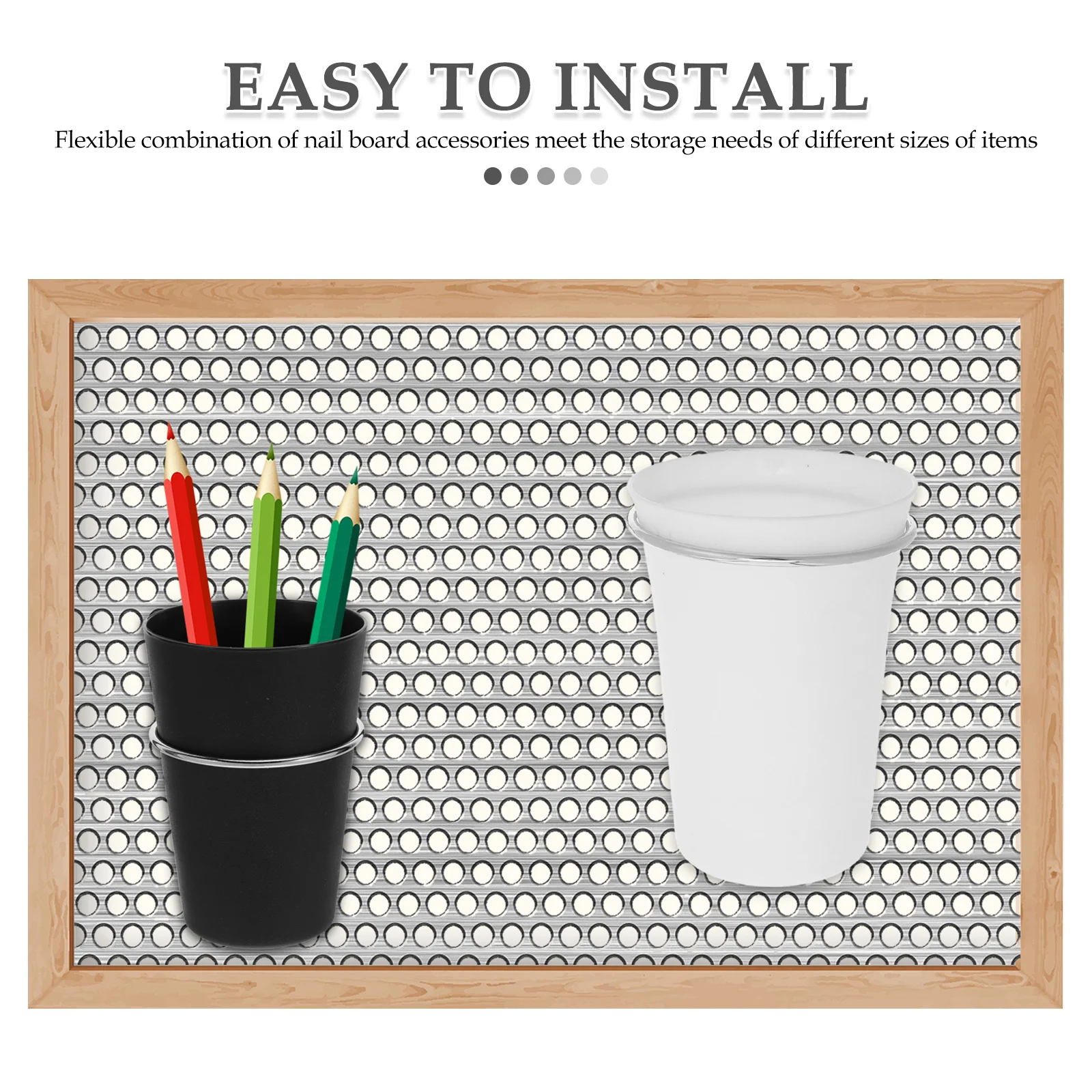 ชุดอุปกรณ์จัดเก็บแบบติดผนัง 4 ชิ้น พร้อมตะขอแขวน สำหรับเก็บอุปกรณ์ ปากกา ตะปู อุปกรณ์ทำเล็บ ใช้ได้ในโรงรถ อู่ซ่อม สำนักงาน หรือจัดระเบียบเครื่องมือ