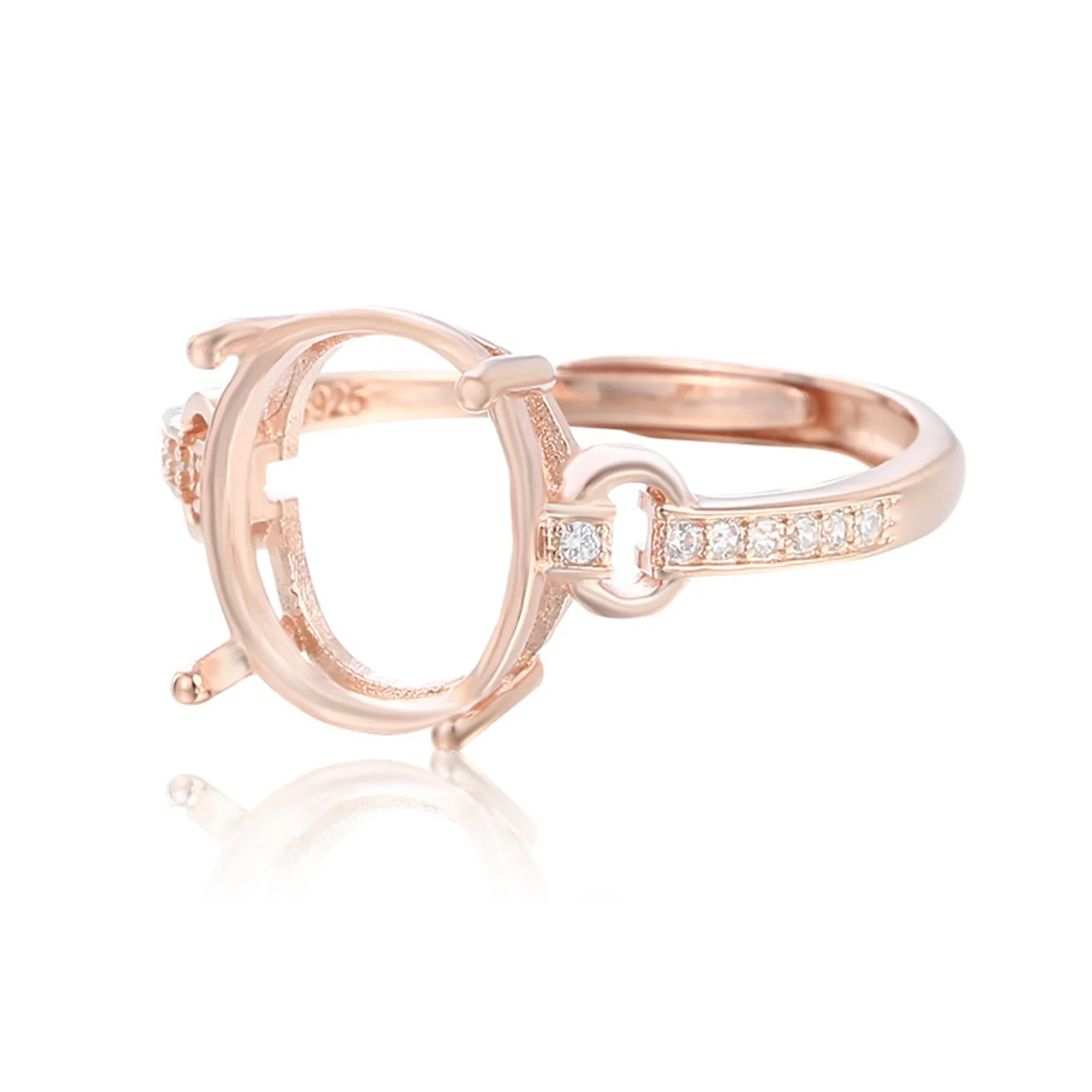 Ring Blank for 5x7mm/6x8mm/7x9mm/8x10mm/9x11mm/10x12mm/10x14mm Oval Cabochon 925 Silver Adjustable Ring Setting
