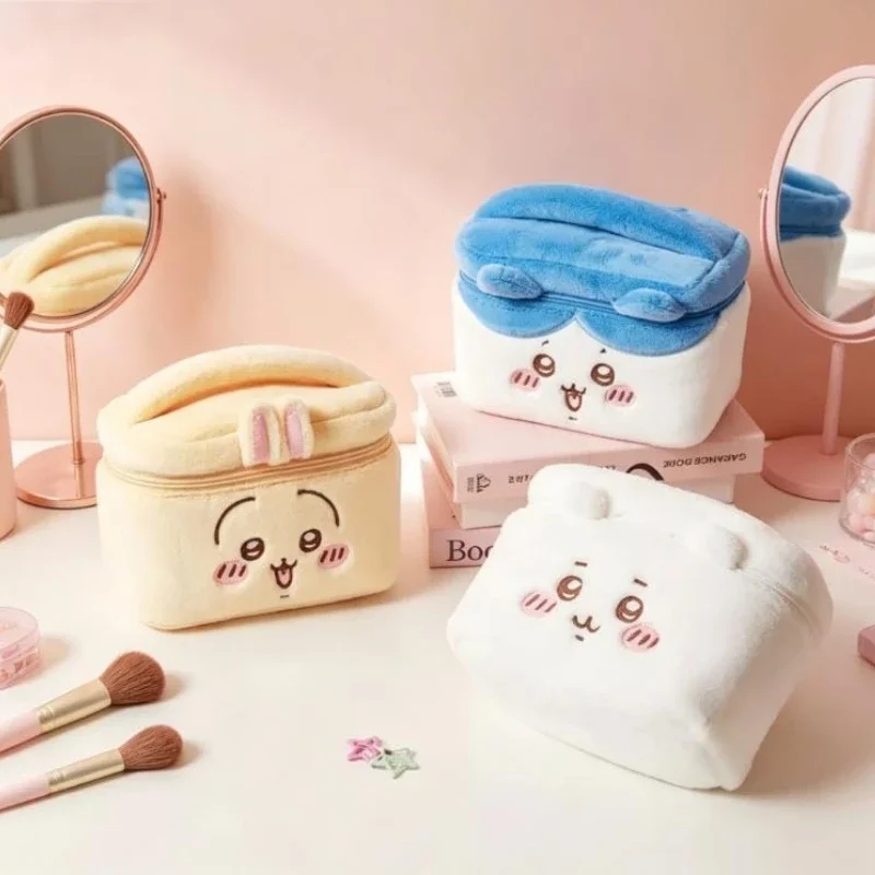Chiikawa Plush Makeup Bag Cute Cosmetic Storage Pouch Hachiware Usagi Portable Travel Toiletry Kawaii Halloween Gift for Girls