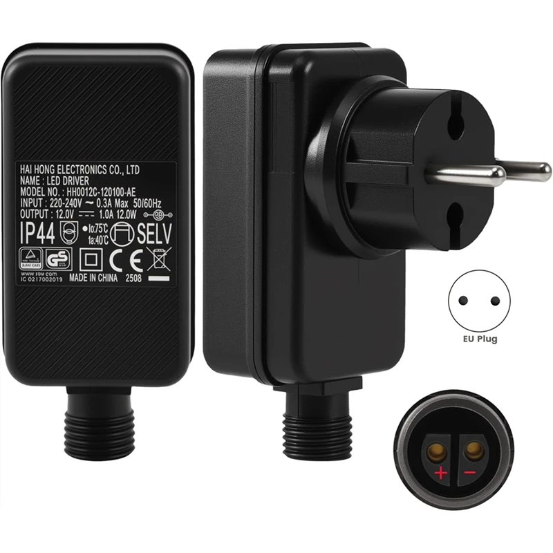 12V/1A LED Power Supply, Plug Fairy Lights Replacement,for Christmas Lighting Light Strip Light Net Fairy Lights EU Plug-A23R