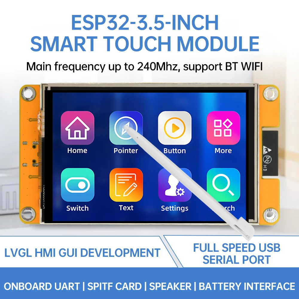 ESP32 WiFi BT Module Development Board 3.5 Inch ST7796U Drive 320 * 480 Resolution LCD TFT Touch Screen Type-C Interface