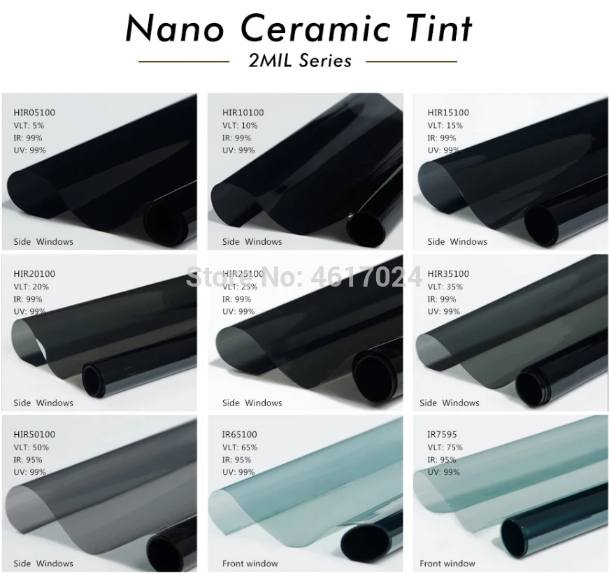 50cmX152cm IR100% Nano Ceramic Film Super Quality High Heat Resistant Car glass Solar Tint Window Films Protective