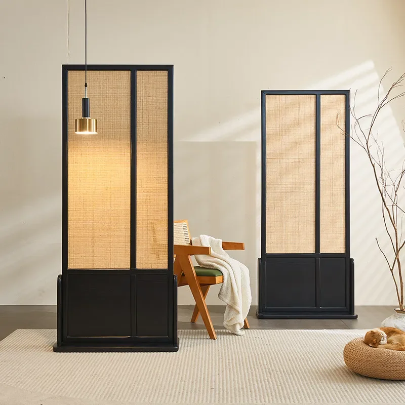 for Nordic Rattan Solid Wood Screen Removable Simple Art Bedroom Living Room Seat Screen Porch Partition Hot Selling Models