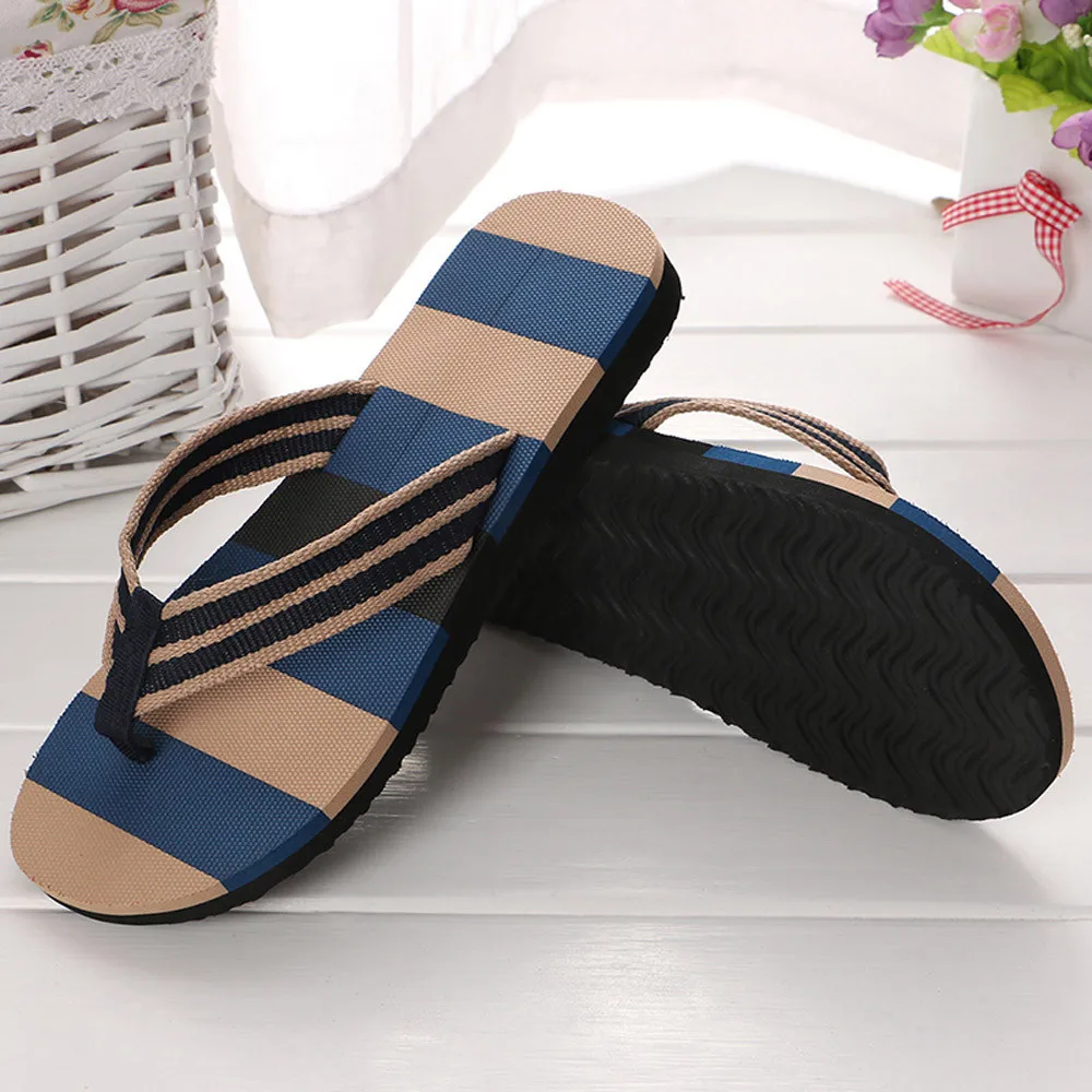 New 2024 Summer Men Slippers EVA Striped Flip Flops Beach Sandals Non-slip Slippers Indoor Outdoor Shoes Open Toe Sandalias