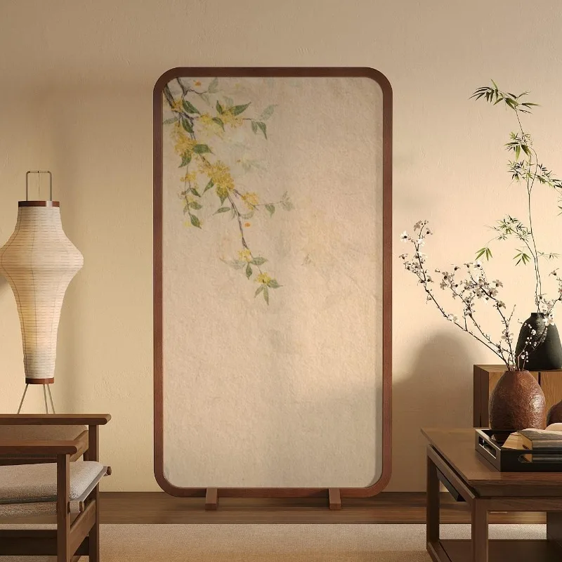 Flower screen partition, living room porch occlusion, mobile solid wood seat screen