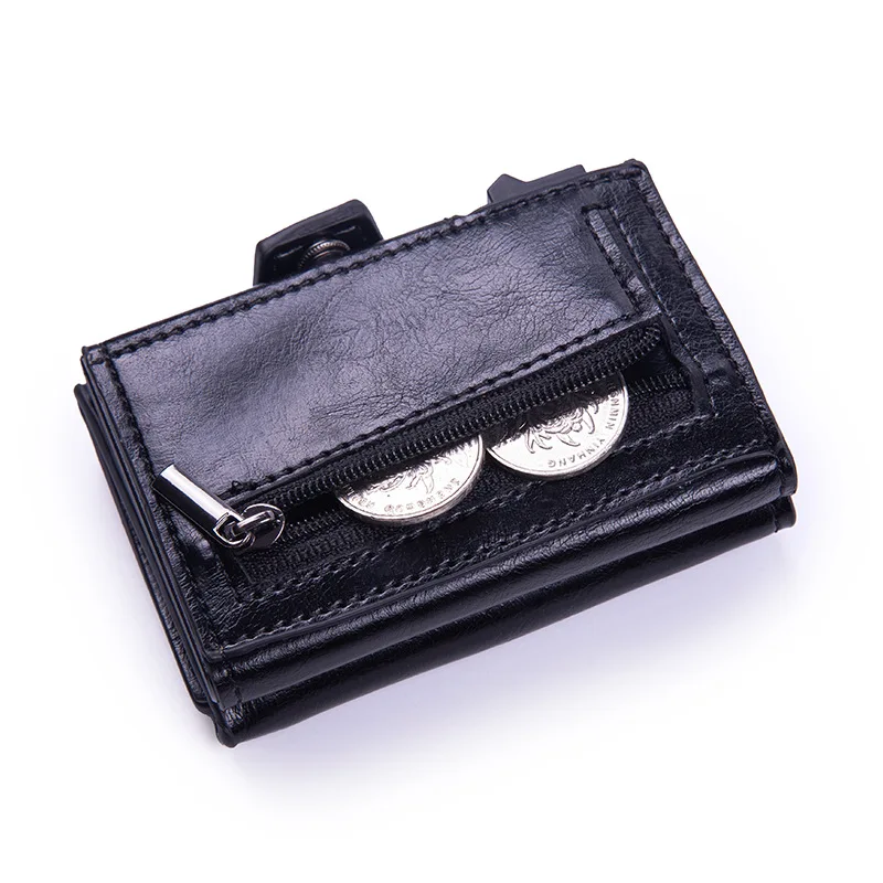 Fashion New Card Bag Automatic Pop Up Metal Wallet RFID Anti Theft Brush Large Capacity Card Clip for Men Credit Card Coin Purse