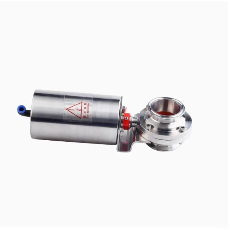 304 Sanitary Pneumatic Dust Butterfly Valve, Vertical Single Acting Tri-Clamp Quick Connect Soft Seal Powder Control Valve