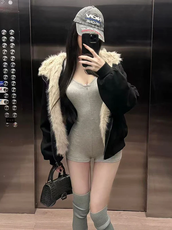 

Комбинезон-боди для женщин с высокой талией на молнии, облегающий, однотонный, базовый, модный, привлекательный