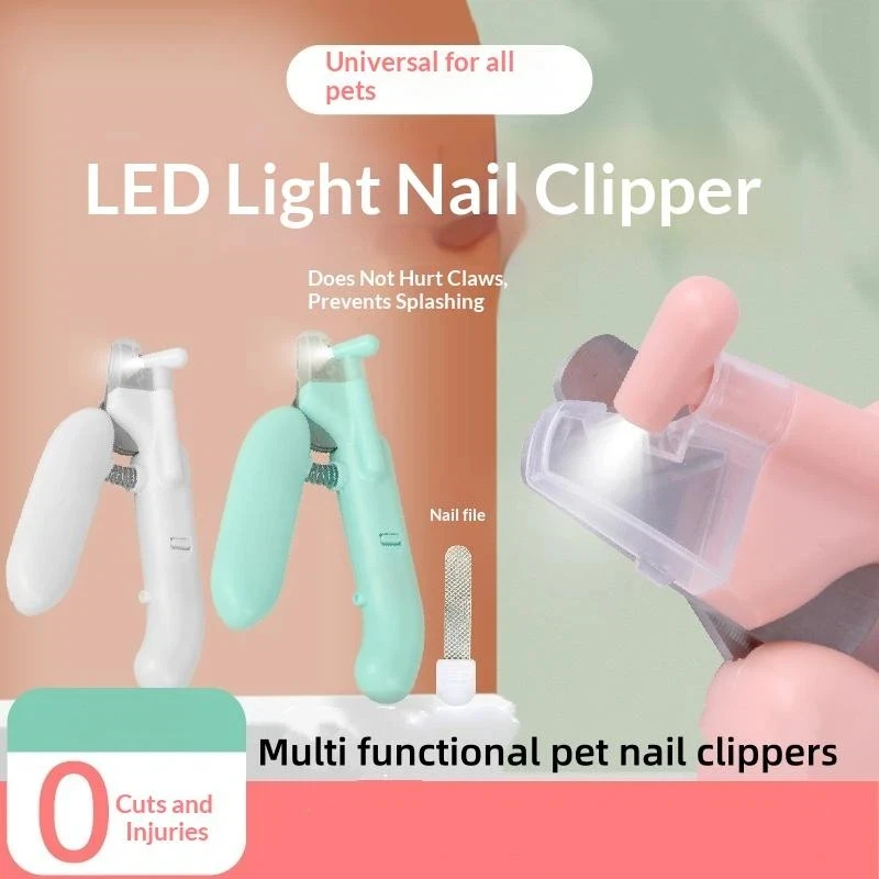 LED Light Pet Nail Clipper Professional Grooming Scissors With Light File For Dogs Cats Small Animals Paw Trimmer Anti Splatter