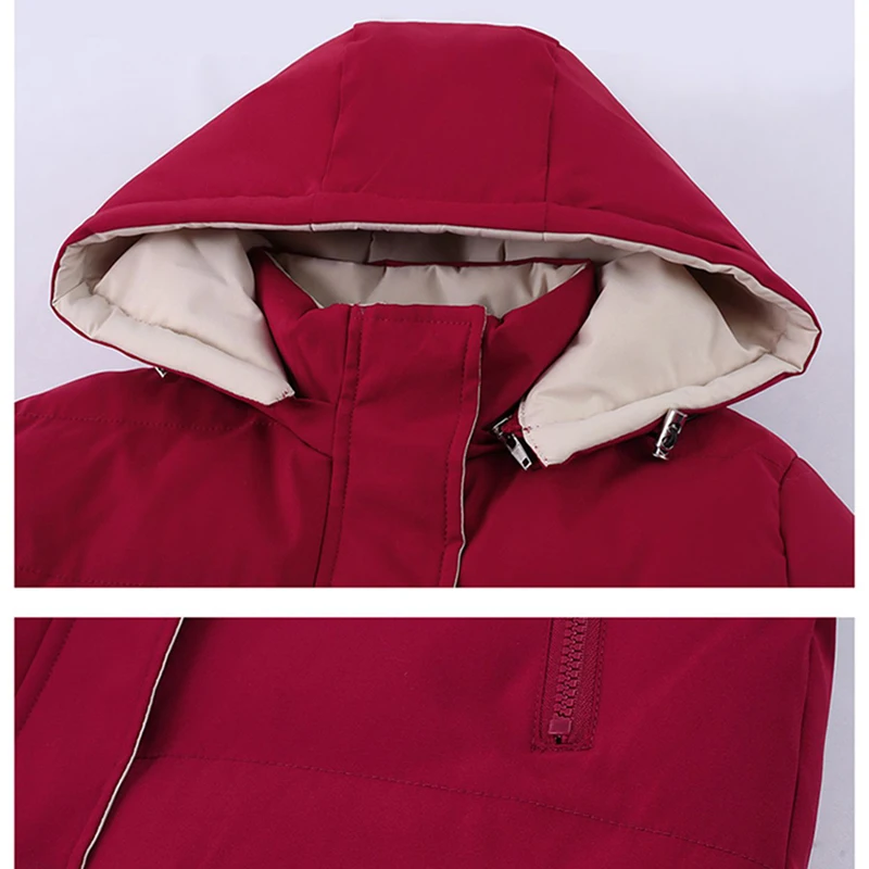 Abrigos cálidos de invierno para mujer, chaqueta acolchada corta con capucha y forro polar, Parkas gruesas y cálidas, ropa de gran tamaño, prendas de vestir holgadas para nieve para mujer