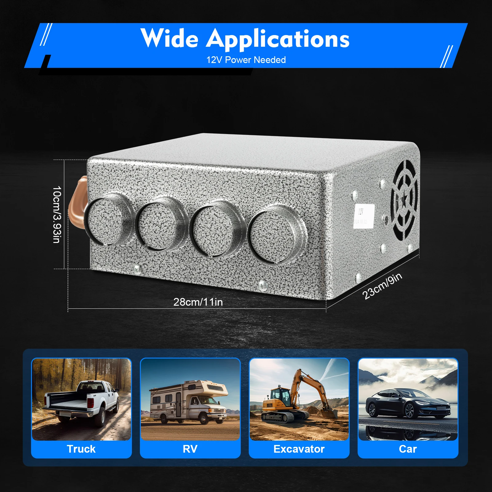 8A 12V Vierwegverwarmer Verwarming Oneindige snelheidsregeling Auto's Vrachtwagens Schepen Rvs Verwarming Krachtige ventilatoruitlaat Sterke hete Mechine