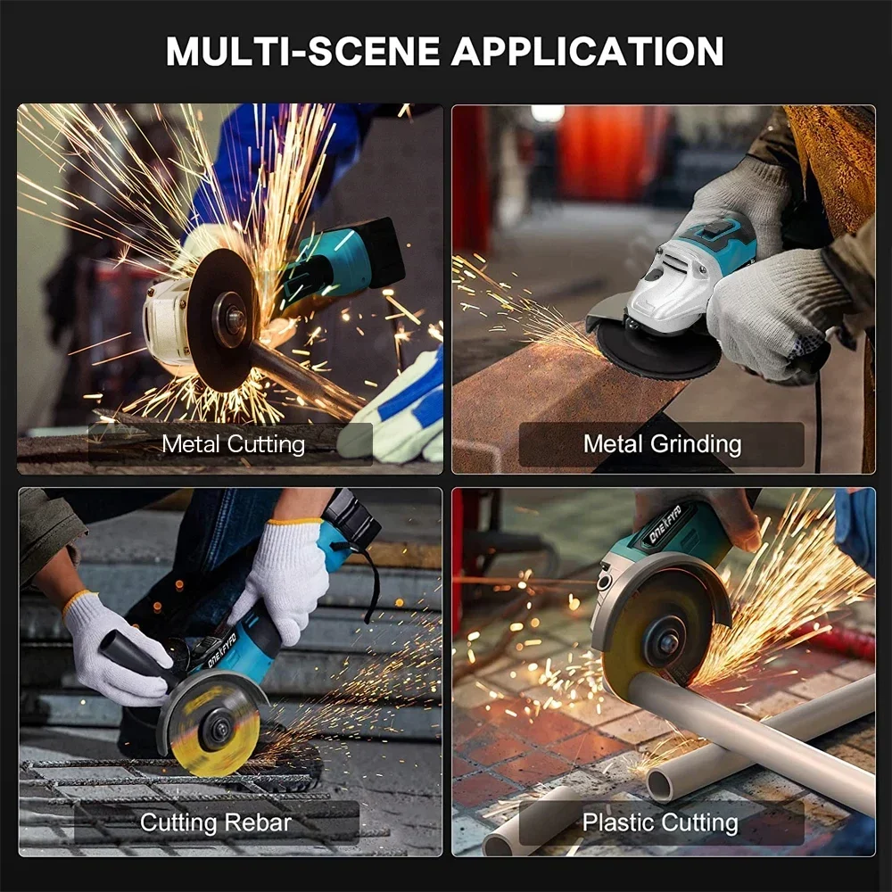 Imagem -06 - Brushless Angle Grinder para Makita Li-ion Battery Cordless Cutting Polishing Grinding 18v Battery 125 mm