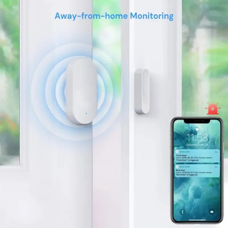 Tuya Zigbee3.0 Sensor de ventana y puerta de casa inteligente, detectores abiertos y cerrados, alarma de seguridad para Alexa y Google Home,Hub