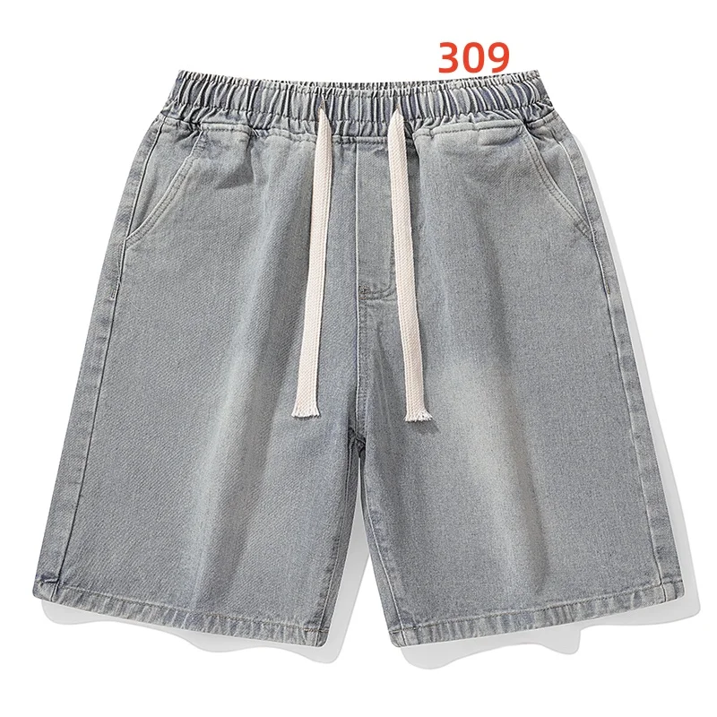الصيف الرجال شورت جينز غير رسمي فضفاض وعصري طول الركبة الدنيم السراويل الرجعية الرجال الدنيم الجديد خمسة أرباع السراويل #4