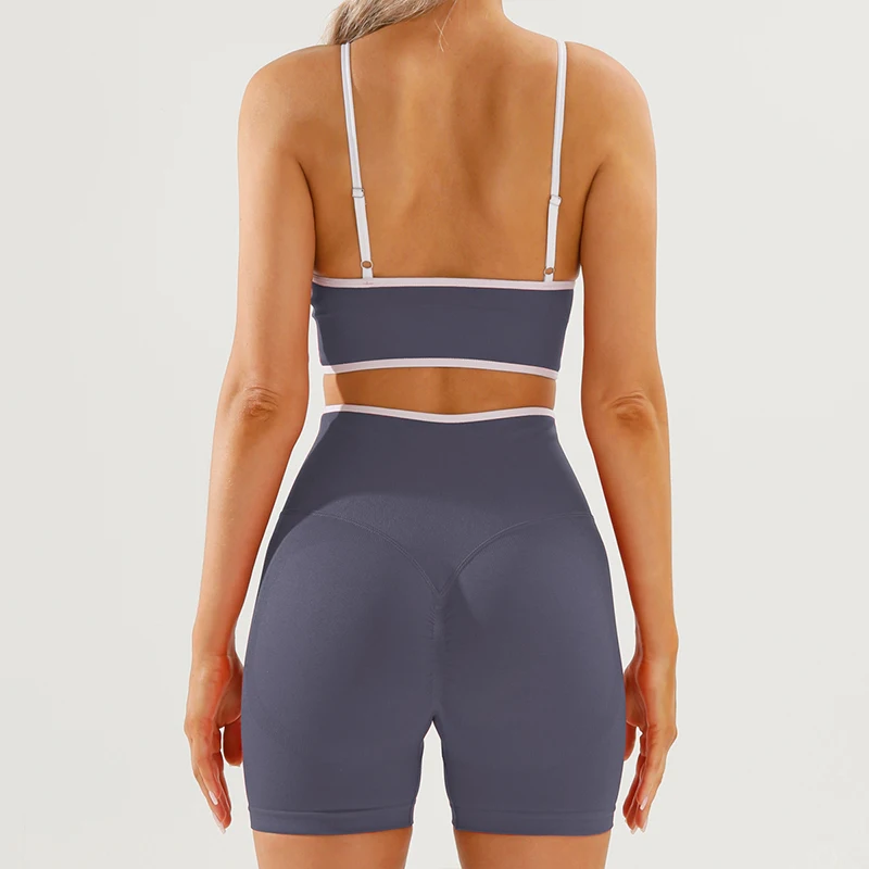SVEIC Seamless Yoga Sets Sports Fitness Sportswear Impact High Waisted Leggings Workout Two Piece Shorts Suits Gym Woman Clothes image 4