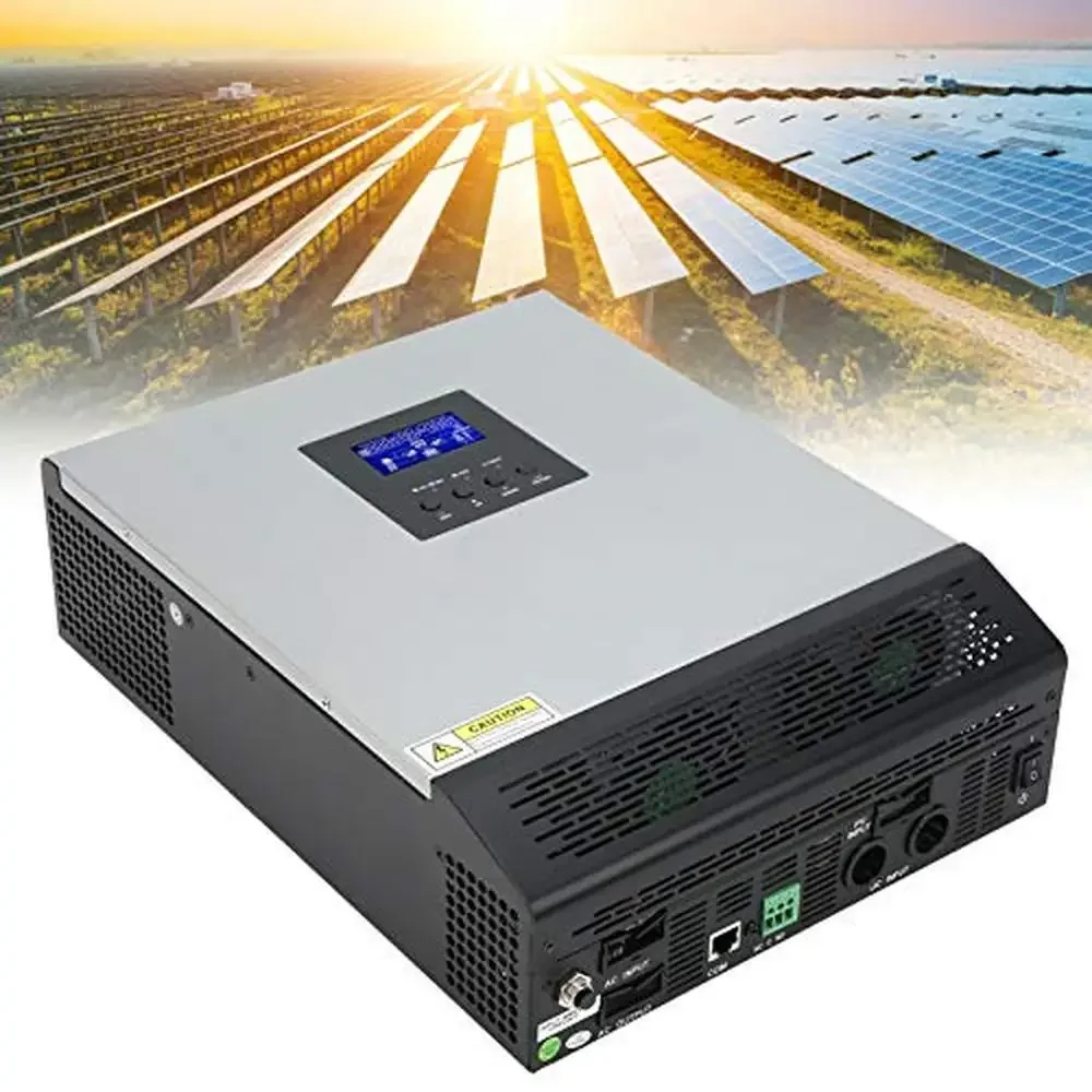 3KVA 2400W 120V Stainless Steel Portable Solar Inverter with Solar & Battery Charger Modes Intelligent Battery Charging Design