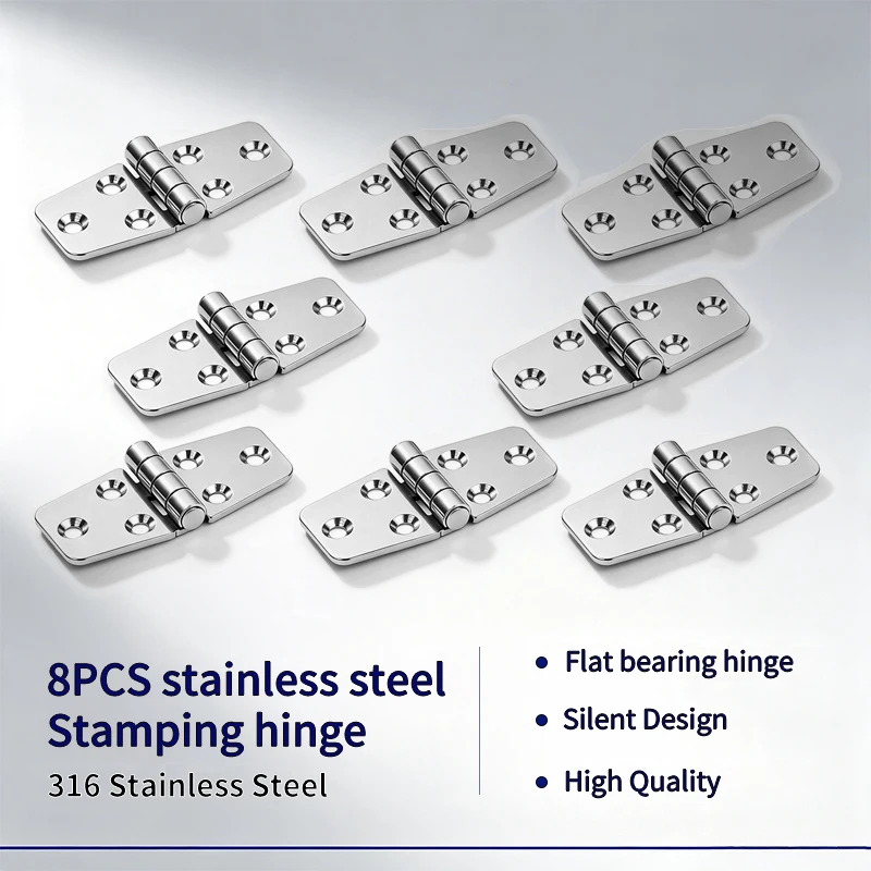 Alastin 8Pcs Door Hinges Marine Grade 316 Stainless Steel Hinge for Boat Window Hinges Marine Hardware 76*38mm