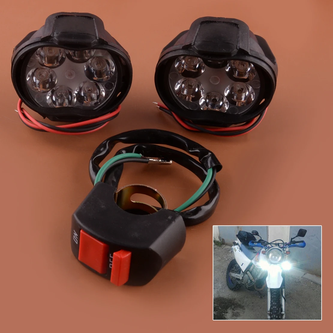 2Pcs LED Headlight Fog Lamp with Switch for Motorcycle Bicycle Car Truck Marine SUV ATV UTV UTE Tractor Trailer Boat Excavator