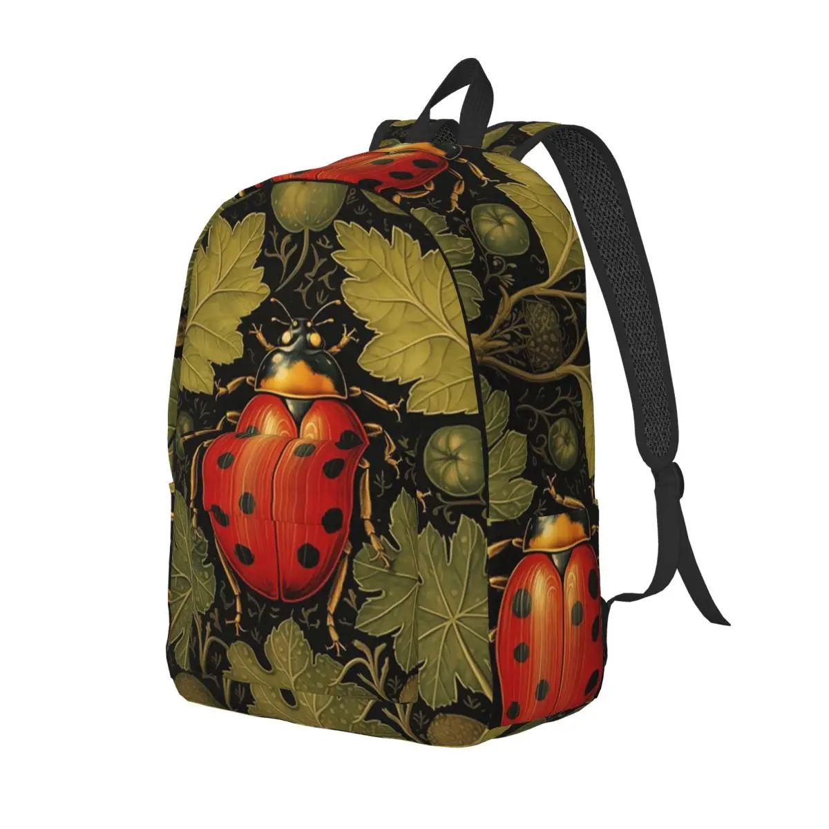 William Morris Ladybug Nature Print Backpack Daypack Large Capacity Kids BookBag School Bag Shoulder Bags for Boys Girls