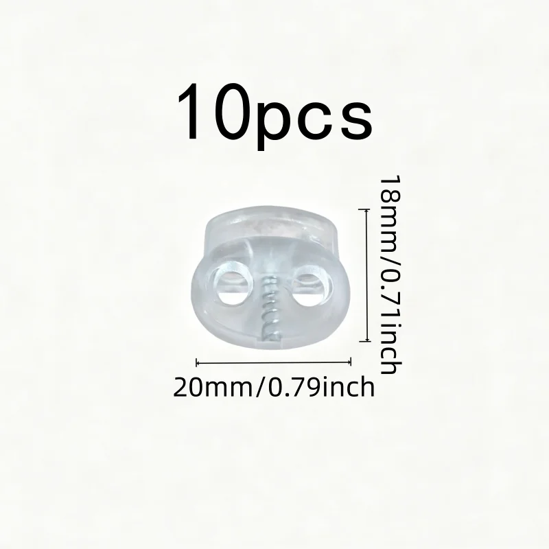 10 pcs 18mm Cord Lock Stoppers, Adjustable Cord Lock for Shoelaces Adjustment, Transparent Plastic great for Bag String Clips