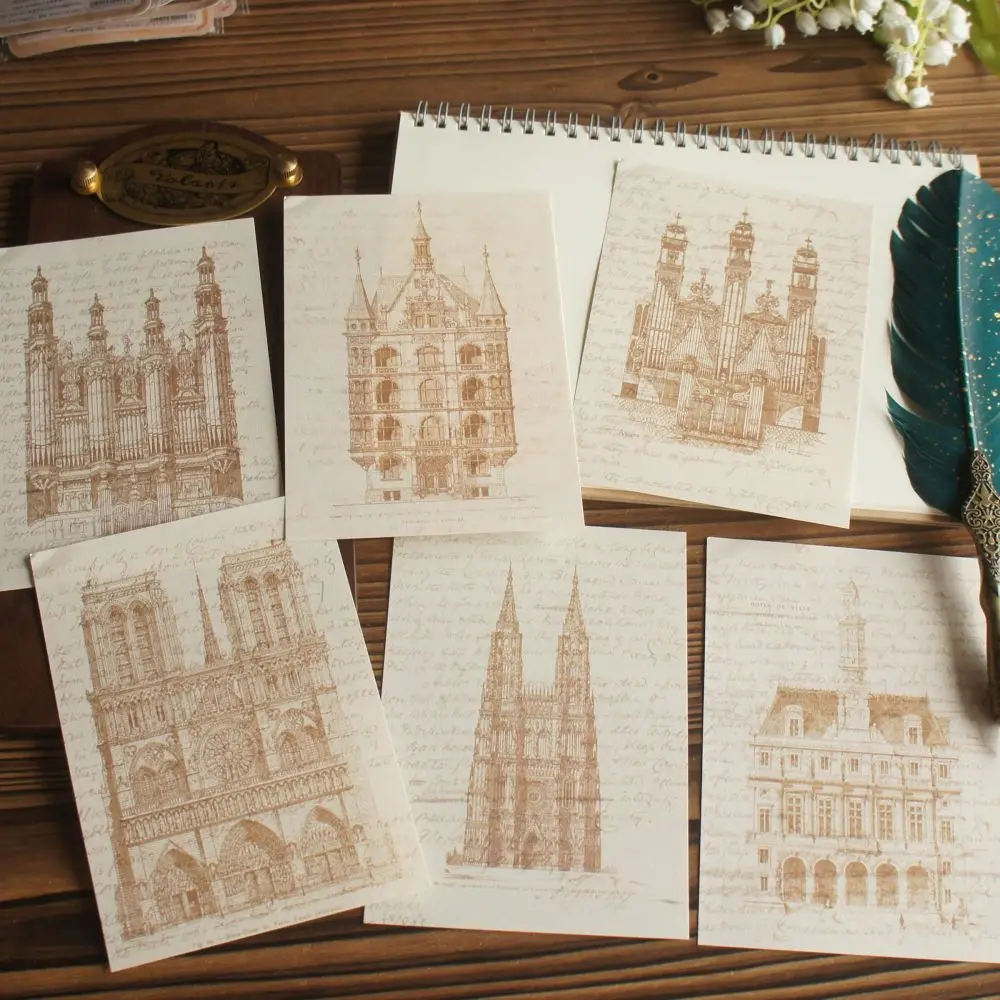 

30 Sheet European Travel Pen Drawing Building Background Paper Design Craft Paper Gift Decoration Scrapbooking DIY