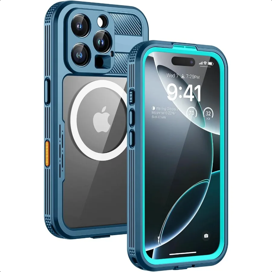 

Lanhiem Magnetic for iPhone 16 Pro Max Case IP68 Waterproof Dustproof Case [Compatible with Magsafe] [Builtin Screen Protector]