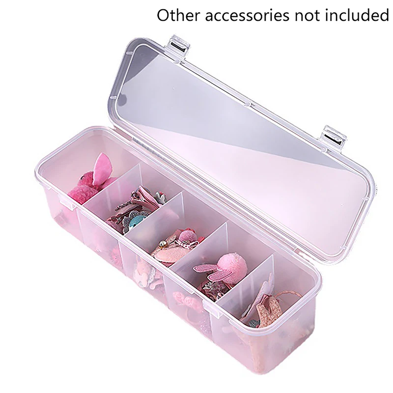 Multifunctional Five Grids Hair Accessories Storage Box Jewelry Organizer For Women Transparent Compartment Desktop Storage Box