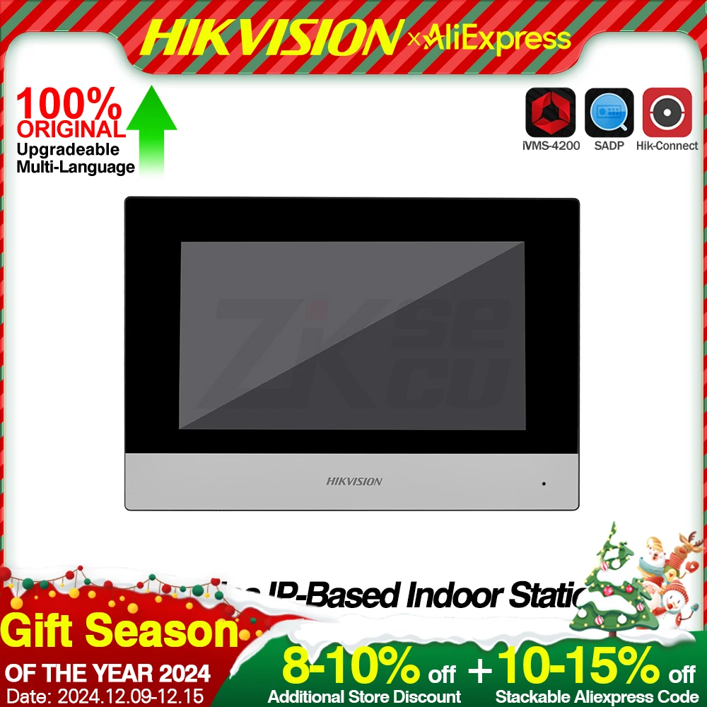 Hikvision Original DS-KH6320-WTE1 IP-Based Video Intercom Indoor Station 7-Inch Touch Screen Standard POE WIFI Wireless Monitor