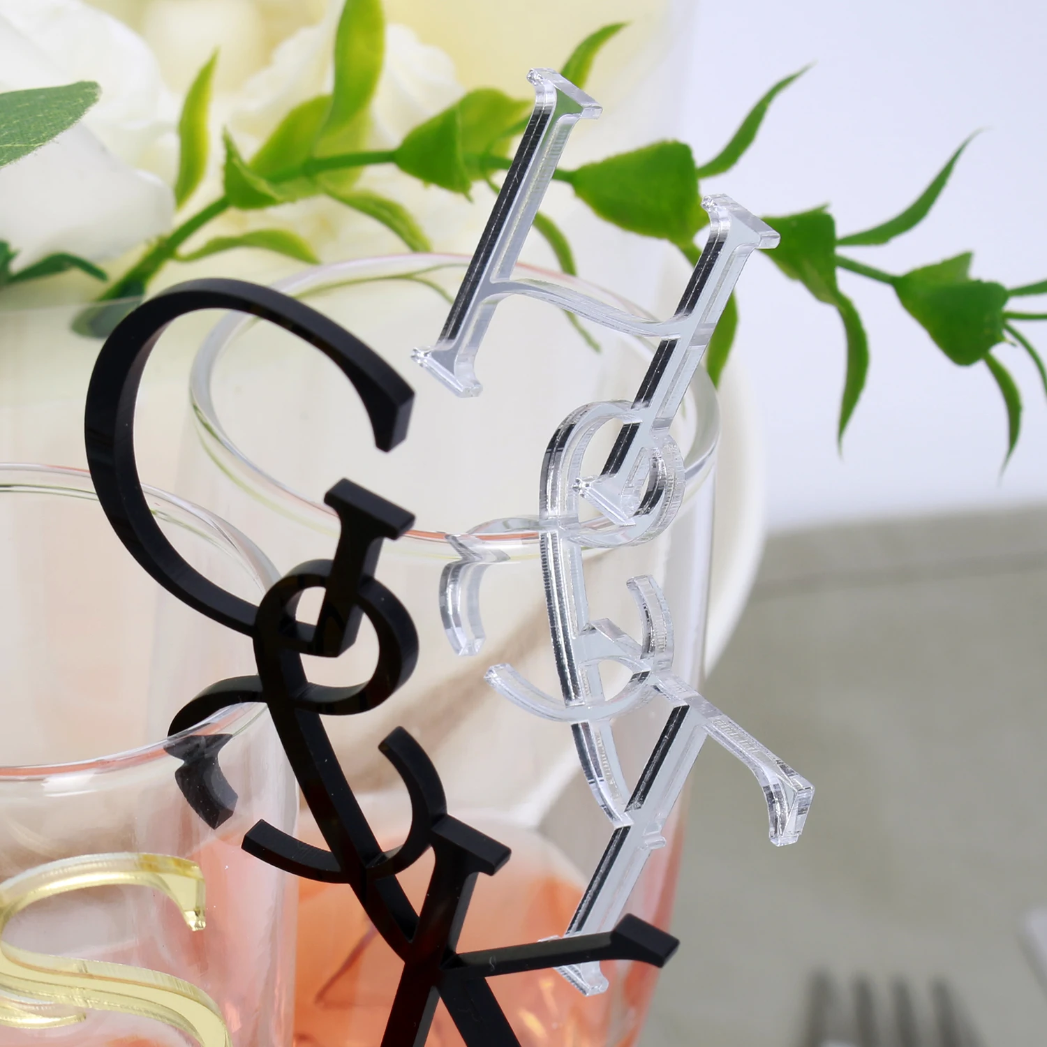 Personalized Cut Wedding Drink Tags, Glass Topper, Drink Stirrers, Bar Sign, Glass Marker, Acrylic Wine Charms, 10, 20, 50Pcs