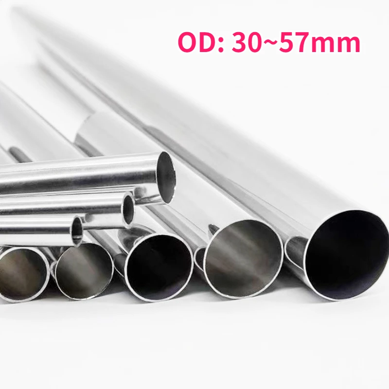 1Pc Length 100/200/300/500mm 304 Stainless Steel Tube OD 30-57mm Hollow Round Pipe Sanitary Industrial Welded Decorative Pipe