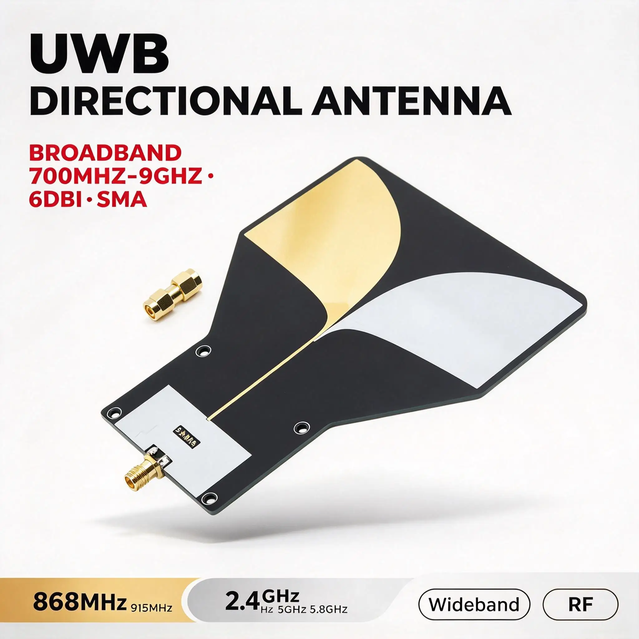 DYKB 0.7-9GHz Broadband Directional Antenna 6dBi UWB FPV IoT RFID SMA Female for Spectrum Monitoring Direction Finding 5G WiFi