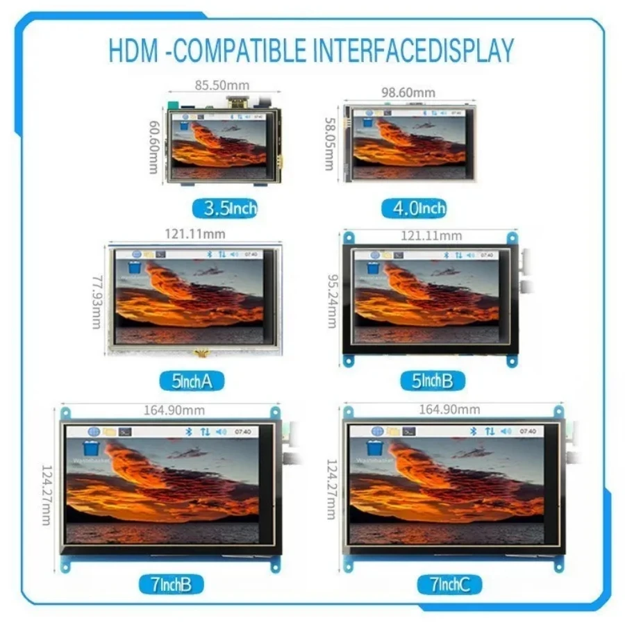 

3.5 inch/4 inch/5 inch/7 inch resistive/capacitive touch screen for Raspberry Pi 3B 4th generation