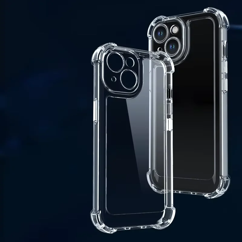 

Противоударный прозрачный чехол для телефона с четырьмя углами, защитный прозрачный жесткий чехол для iPhone 16 Pro Max
