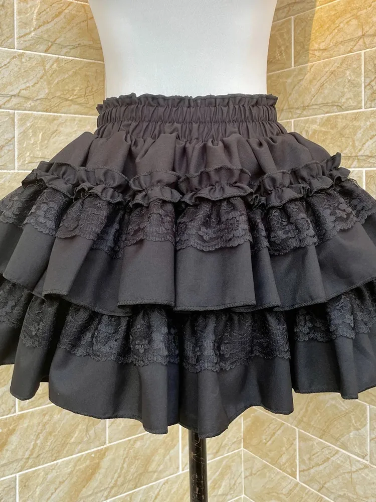 

Элегантная черная юбка-кейк для женщин: мини-юбка с завышенной талией в стиле преппи, сексуальная, летняя, приталенная, с кружевными вставками, винтажная, в стиле бального платья