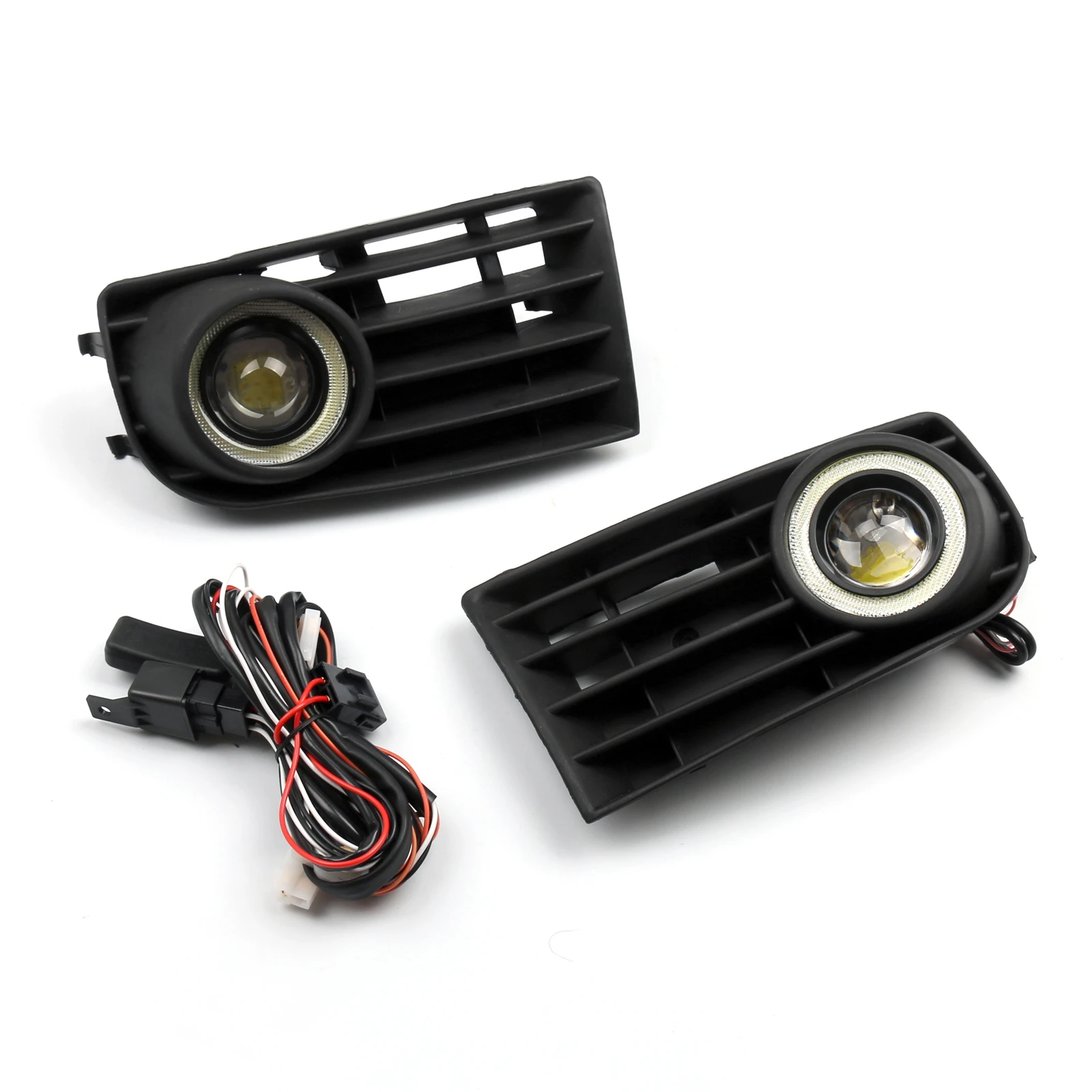 

Artudatech 2Pcs Front Angel Eyes Fog Lights + Grille For VW Golf 5 MK5 Rabbit 2003 2004-2009