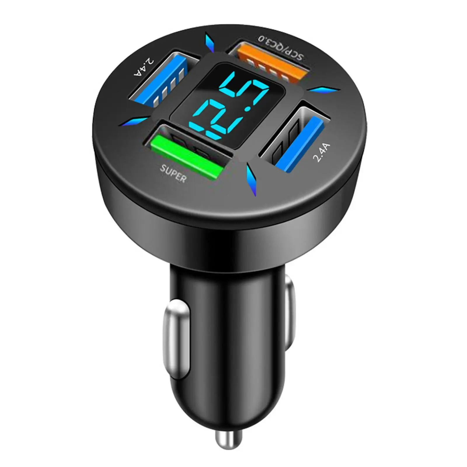 

66W USB Car Charger Quick PD QC3.0 With Voltmeter Cigarette Lighter Socket Power Adapter For iPhone 11 12