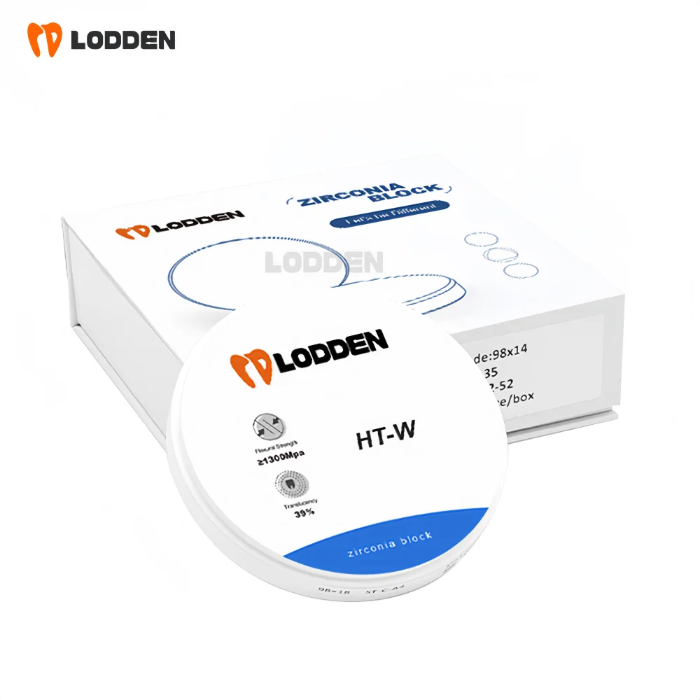 LODDEN Dental Zirconia block 98MM HT High Transparent Dental Material White Ceramics Zirconia Disc Ceramic Blank